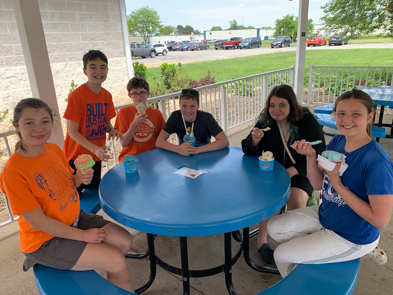 4th-7th Grade Enjoying Their Ice Cream at Toft's